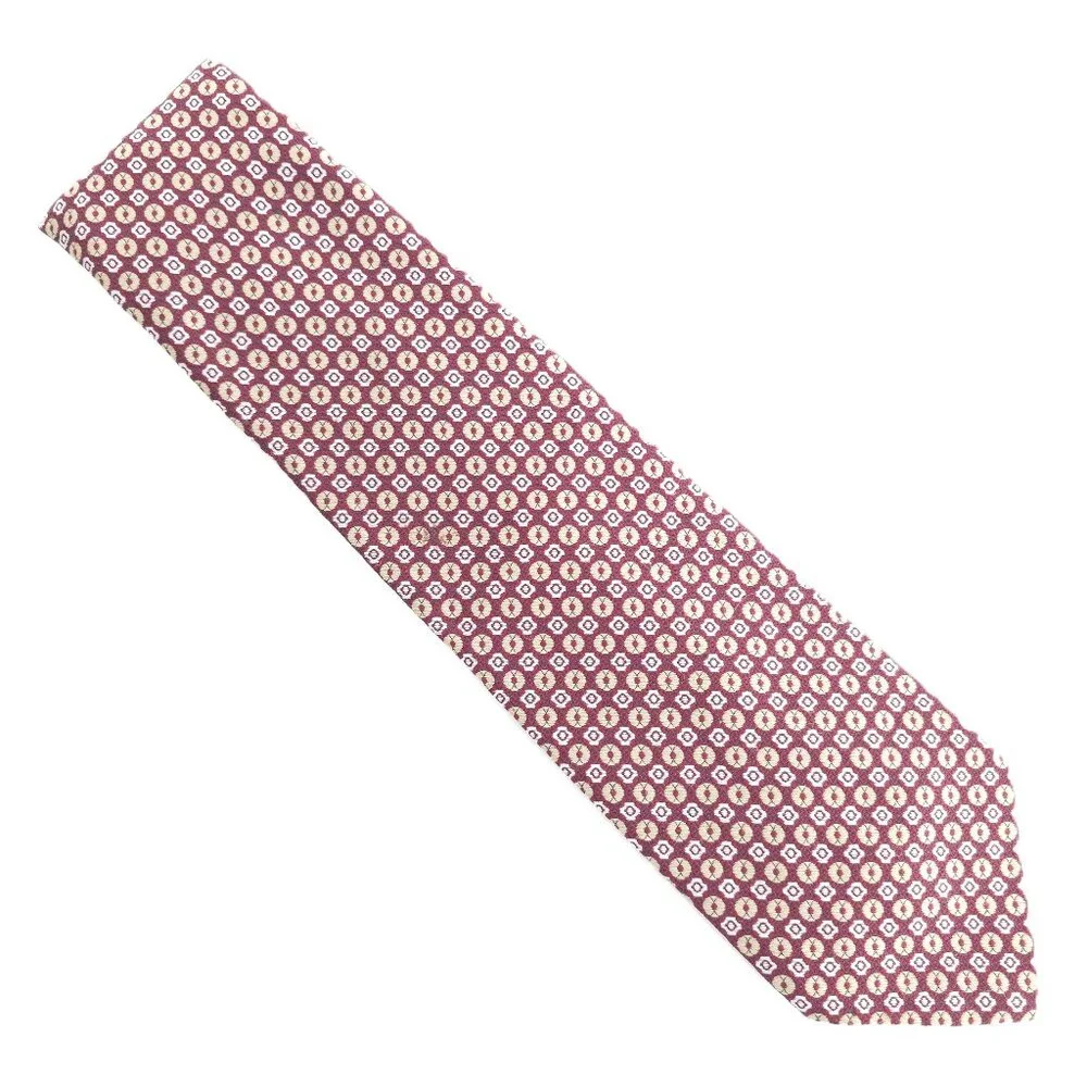 Superba Men Necktie 100% Polyester Geometric Red Beige Size 55x4 - NWOT